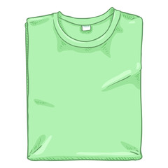 Vector Single Cartoon Illustration - Folded Light Green T-shirt