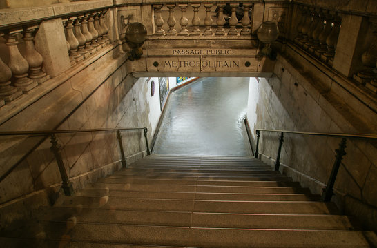 Entrance To The Paris Metro, Night View