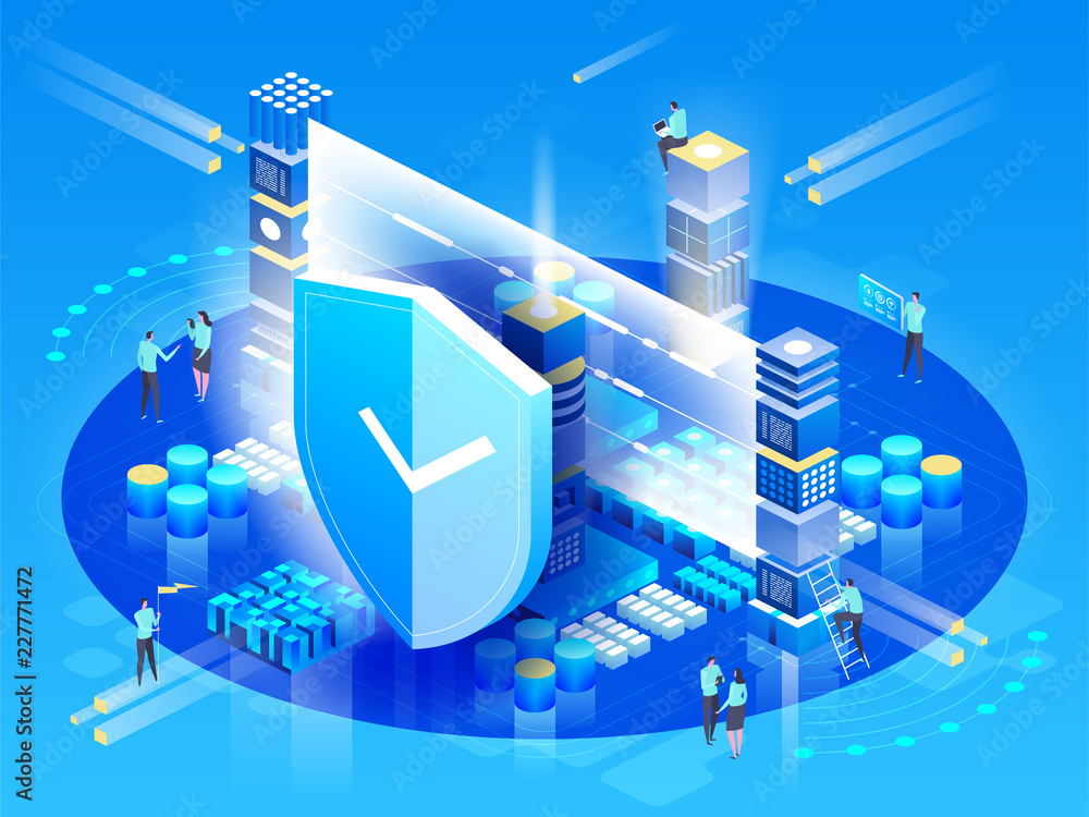Sticker data security. network protection. concept of personal access