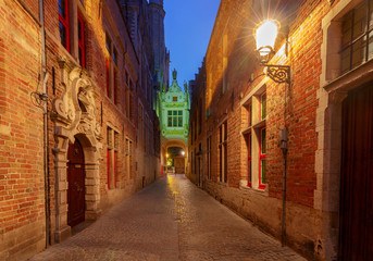 Fototapeta na wymiar Brugge. Old medieval street.