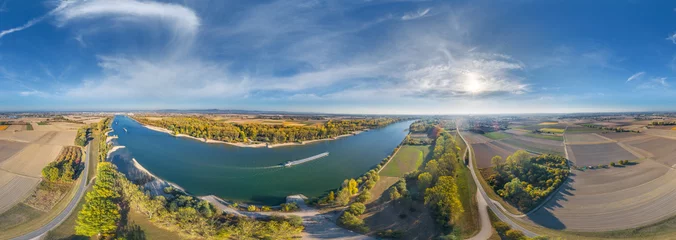 Foto auf Alu-Dibond Luftbild Hamm am Rhein © Mathias Weil