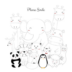 Hand drawn of a cute Animals
