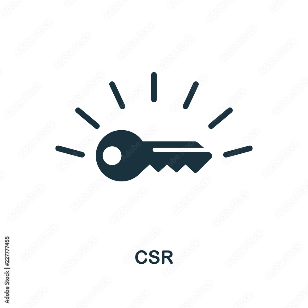 Poster csr icon. monochrome style design from business ethics icon collection. ui and ux. pixel perfect csr
