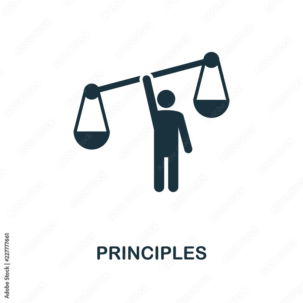 Poster principles icon. monochrome style design from business ethics icon collection. ui and ux. pixel perf