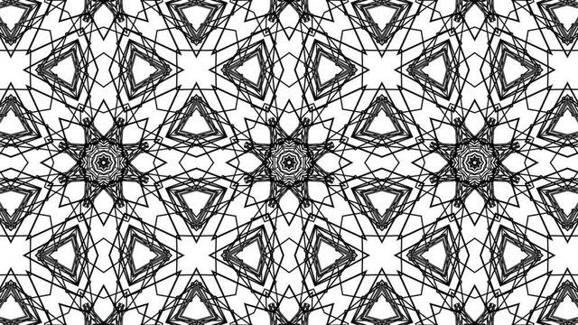 black three-dimensional abstract figure slowly moving on a white background. kaleidoscope effect. 3d rendering
