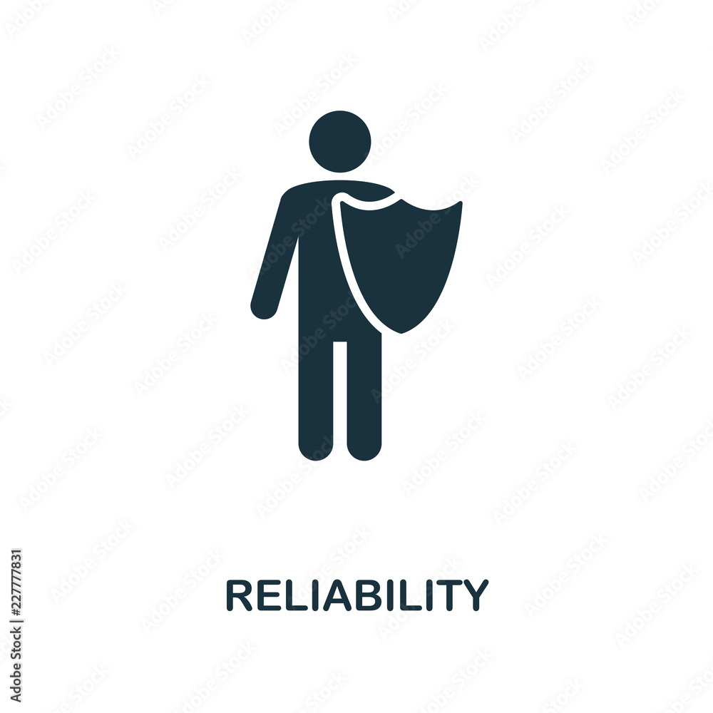 Aufkleber reliability icon. monochrome style design from business ethics icon collection. ui and ux. pixel per