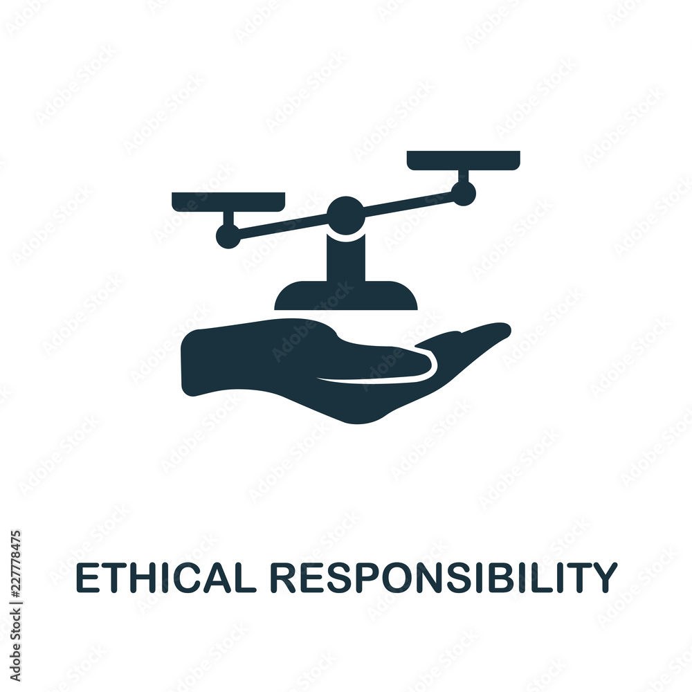 Poster ethical responsibility icon. monochrome style design from business ethics icon collection. ui and ux