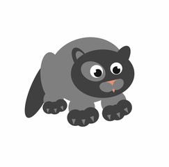 Thick grey cat funny 2D illustrate isolated on white.