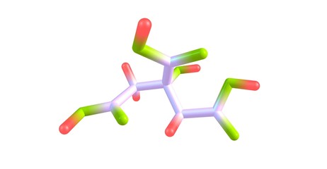 Citric acid molecular structure isolated on white
