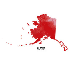 Alaska. United States Of America. Vector illustration. Watercolor texture.