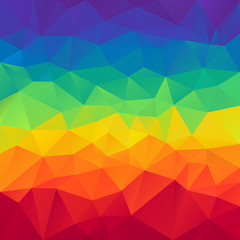 vector abstract irregular polygonal square background - triangle low poly pattern - full color spectrum horizontal striped rainbow - red, orange, yellow, green, blue and purple