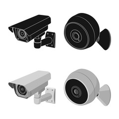 Isolated object of cctv and camera logo. Collection of cctv and system stock symbol for web.