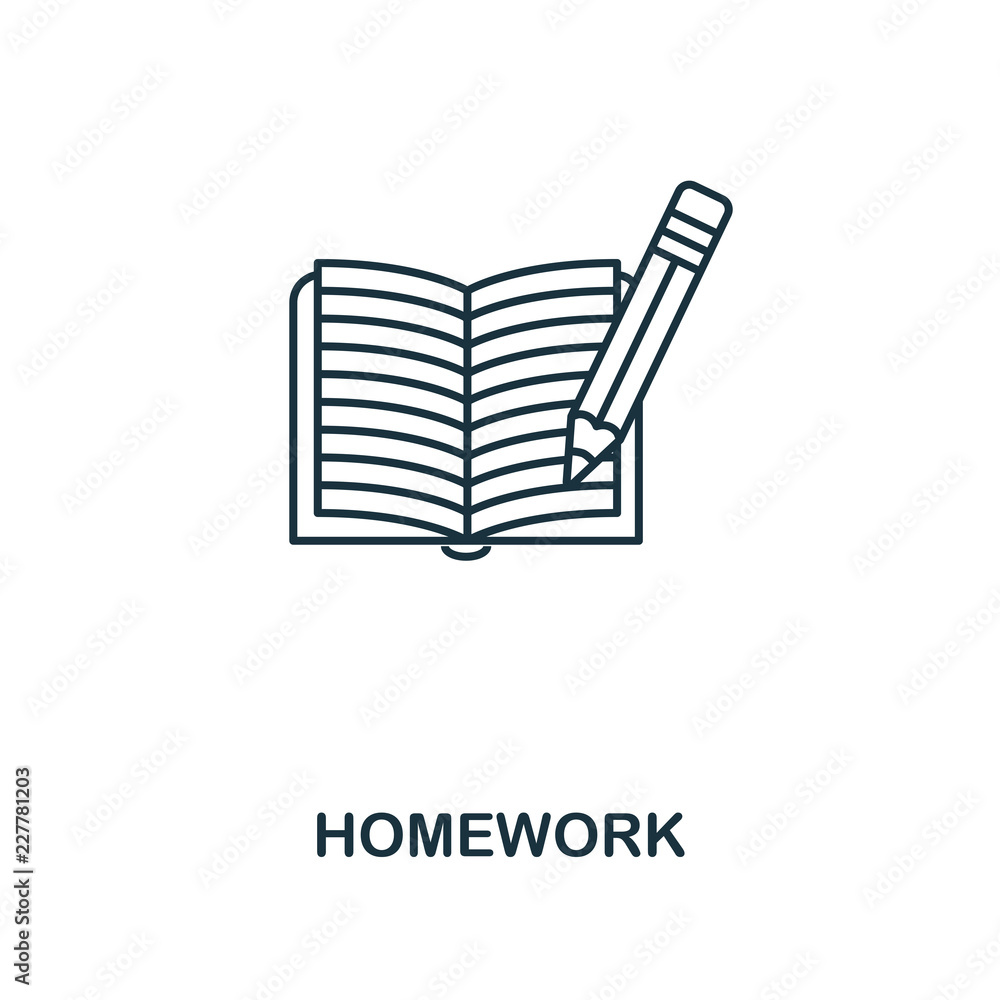 Poster homework outline icon. creative design from school icon collection. premium homework outline icon. f