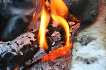 close-up fire, home comfort and fireplace mouth