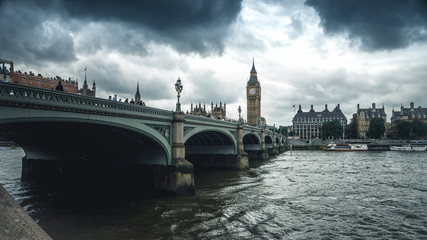 Panoramic view na Big Ben, London, UK. A view of the popular London landmark, the clock tower known...