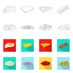 Isolated object of burger and sandwich symbol. Set of burger and slice stock symbol for web.