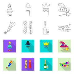 Isolated object of party and birthday icon. Set of party and celebration stock symbol for web.