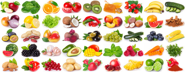 Collection of healthy food on white background - 227783407