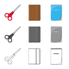 Vector design of office and supply symbol. Collection of office and school stock vector illustration.
