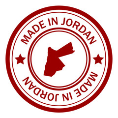 Red stamp with map of Jordan