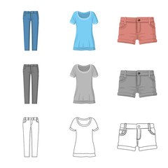 Naklejka premium Isolated object of woman and clothing symbol. Set of woman and wear stock symbol for web.