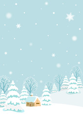 Winter landscape with rabbit.