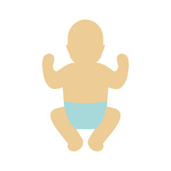 Vector silhouette of baby in a diaper.
