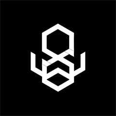 SIMPLE abw, awb, aow initials geometric shape VECTOR logo and icon