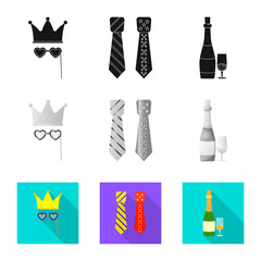 Vector illustration of party and birthday symbol. Set of party and celebration stock symbol for web.