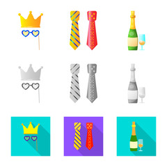 Vector design of party and birthday icon. Collection of party and celebration stock symbol for web.
