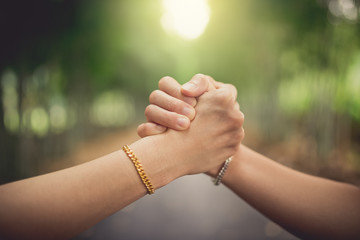 closeup women's handshaking