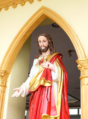 Jesus Statue at Nativity of Our Lady Cathedral in Samut Songkhram, Thailand