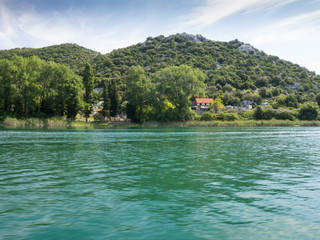 Fototapeta na wymiar Beautiful Bacina lakes in Dalmatia,Croatia - holiday destination