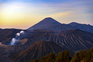 Majestic view of mountains at Bromo Tengger Semeru National Park during sunrise.It is located in East Java, Indonesia,to the east of Malang and to the southeast of Surabaya,the capital of East Java.