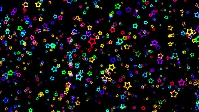 Neon Stars 2 - Falling- Colorful Pop- Motion Graphics -10sec Seamless Loop -4K UHD- 3840-2160
