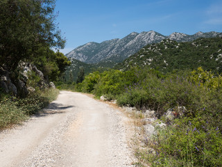 Old road around the beautiful Bacina lakes in Dalmatia,Croatia - holiday destination