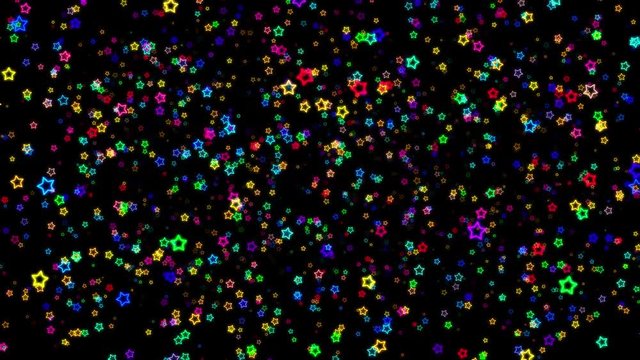 Neon Stars 1- Colorful Pop- Motion Graphic -10sec Seamless Loop -4K UHD- 3840-2160