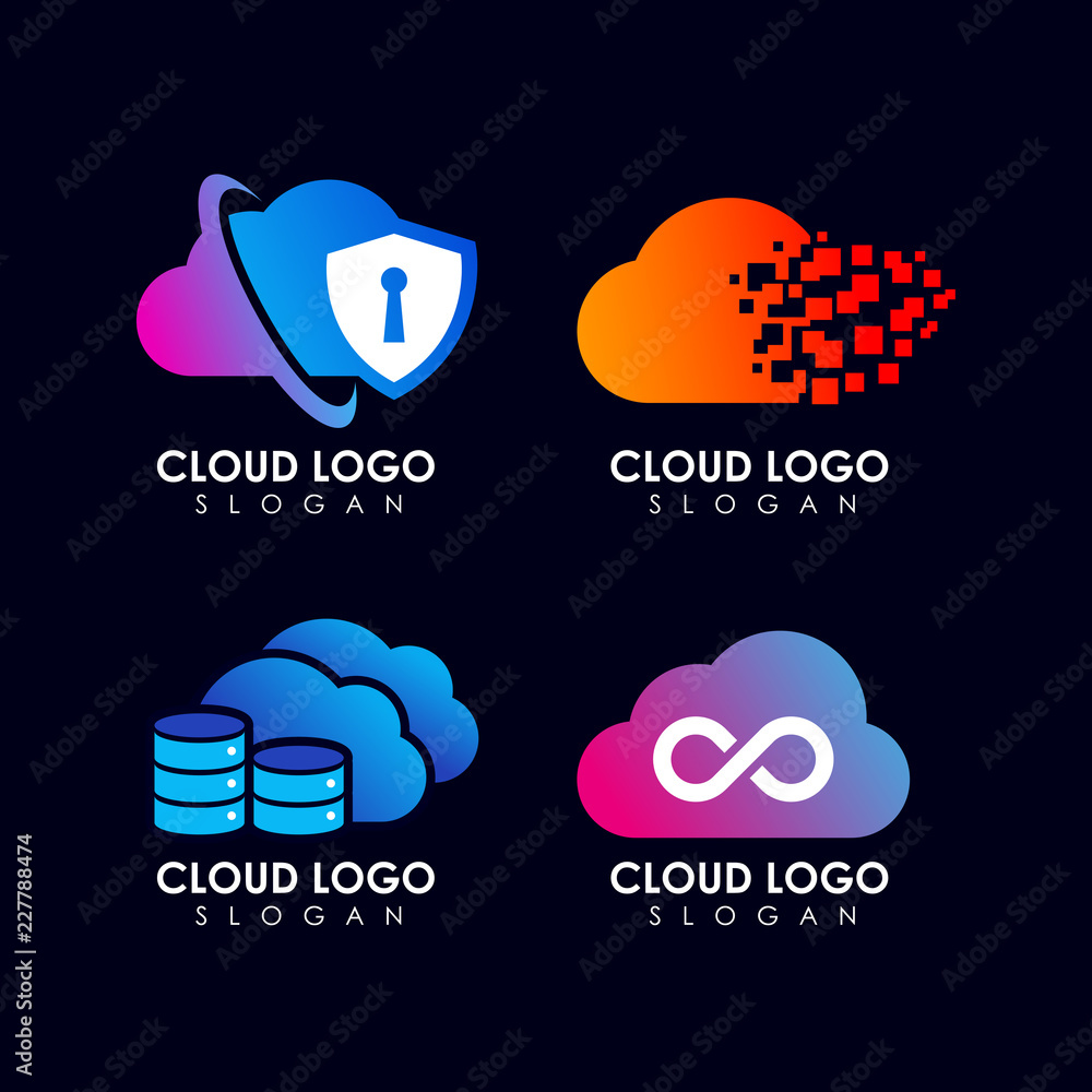 Wall mural cloud logo design. cloud tech logo icon symbol