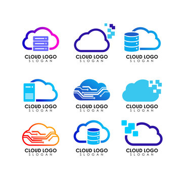 cloud logo design. cloud tech logo icon symbol