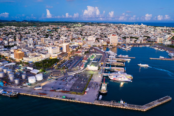 Obraz premium Aerial view of ishigaki downtown