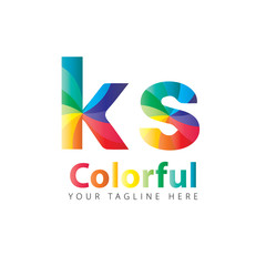 Fototapeta na wymiar Initial Letter KS Rounded Colorful Design Logo