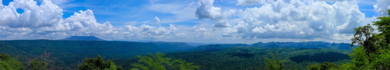 Obraz na płótnie Canvas Viewpoint and the long mountain at Chulabhorn Dam ,Chaiyaphum THAILAND