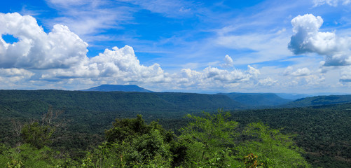 viewpoint and the long mountain at Chulabhorn Dam ,Chaiyaphum THAILAND