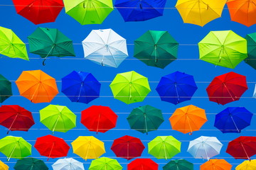 Fototapeta na wymiar City. Colorful umbrellas