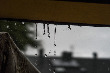 Rain dripping down a Pavilion in Garden 4