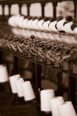 OLD MACHINERY IN DERELICT TEXTILE MILL YORKSHIRE ENGLAND