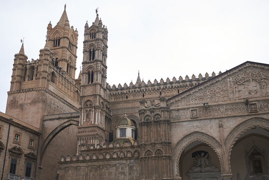 Palermo, Italy - September 07, 2018 : View Of Palermo Cathedral And Its Portico By Domenico And Antonello Gagini