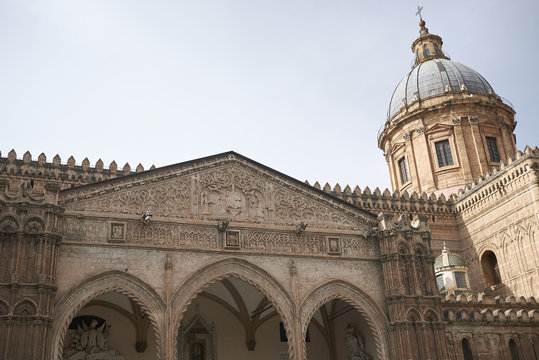 Palermo, Italy - September 07, 2018 : View Of Palermo Cathedral And Its Portico By Domenico And Antonello Gagini