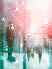 Double exposure people network structure?? HR - Human resources management and recruitment concept....