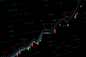 3d rendering, Stock chart with black background